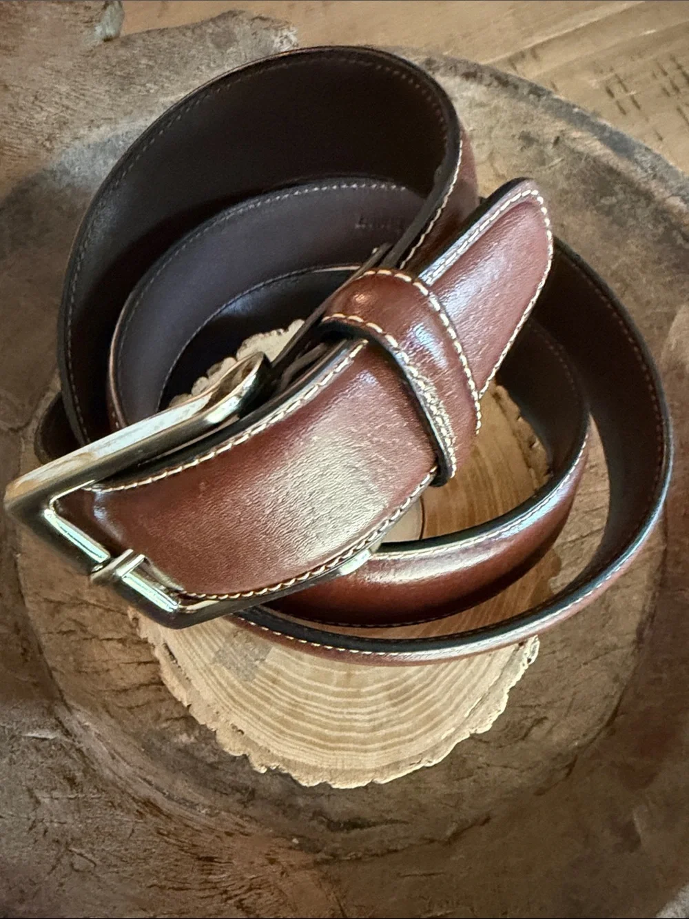 Daniel Cremieux France Full Grain Cowhide Brown  Pebbled Leather Belt Size 40